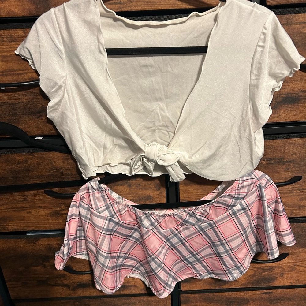Cheap Thrills Pink plaid school girl outfit